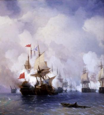 Иван Айвазовский - Картина «Бой в Хиосском проливе 24 июня 1770 года» 1848
