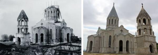 Шушинская церковь Святого Христа Всеспасителя до и после