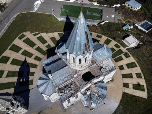 церковь Казанчецоц после обстрелов в 2020
