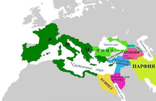 карта региона к моменту прихода Тиграна II к власти