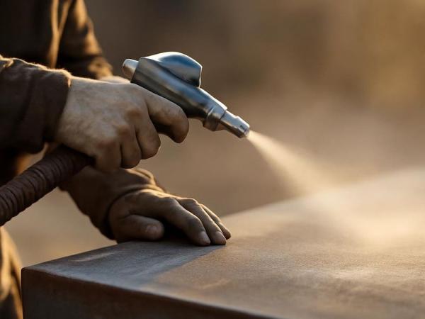 Процесс пескоструйной обработки металлической поверхности