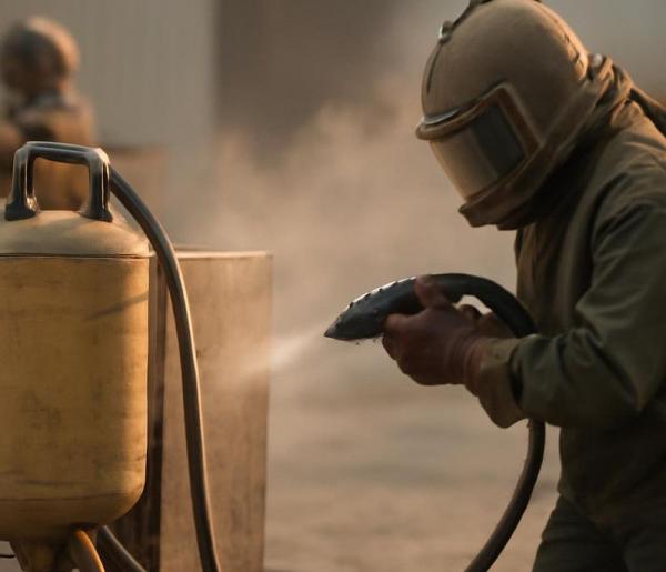 Различные типы пескоструйных аппаратов в работе