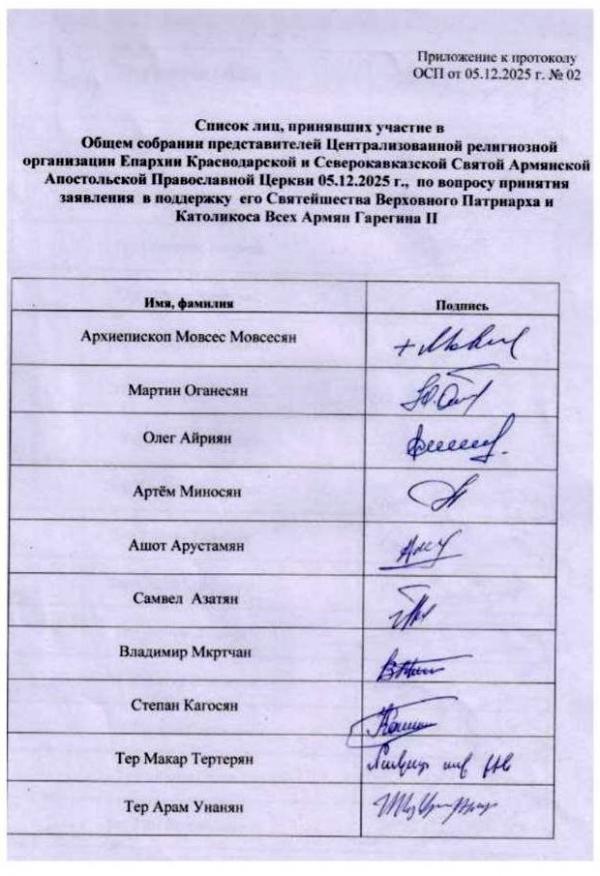 Подписи Краснодарской и Северо-Кавказской Епархии ААЦ Подписи Краснодарской и Северо-Кавказской Епархии ААЦ