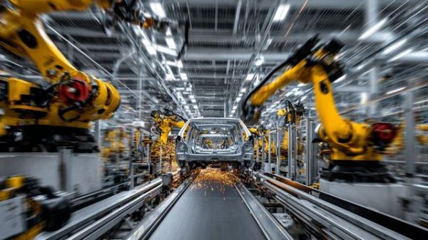 Пневматический привод на конвейере автомобильного завода