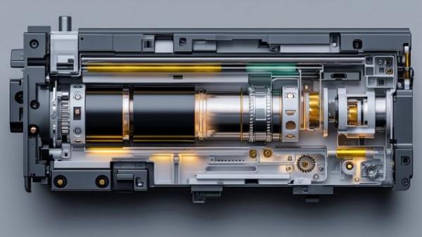 Разбор картриджа 85A с видимыми компонентами тонера и барабана
