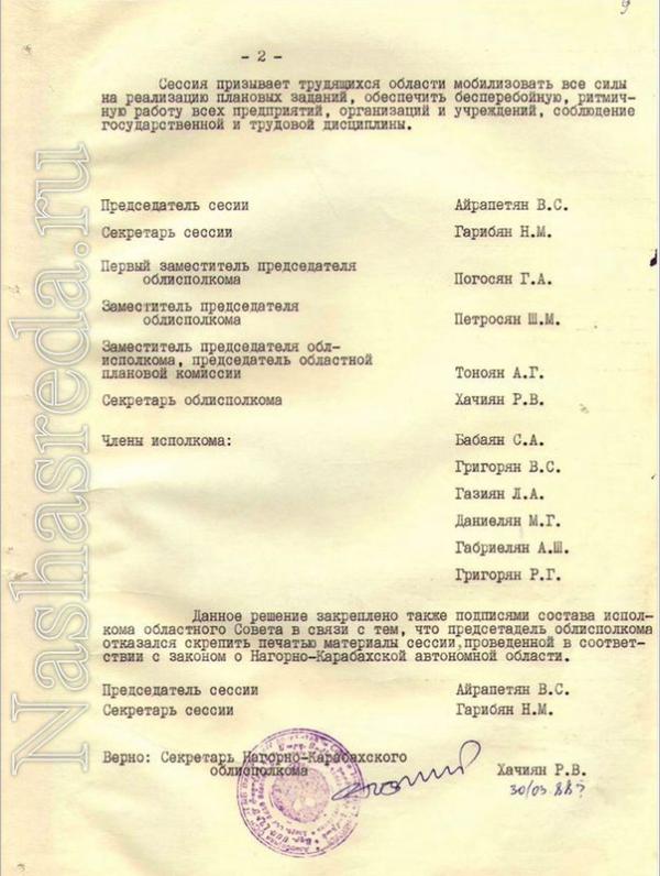 решение внеочередной сессии Нагорно-Карабахского областного Совета народных депутатов