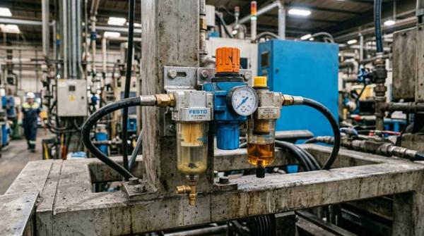 ФРЛ-блок с пневматическим редуктором фильтром и смазчиком на промышленной установке