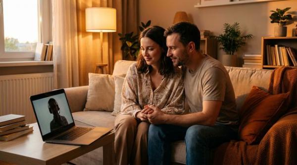 Пара на онлайн-консультации сексолога через видео