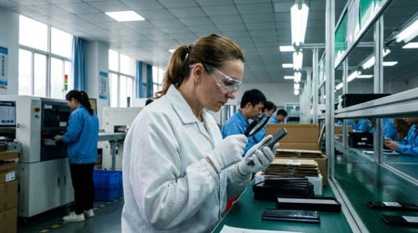 Проверка качества тестовой партии товаров на фабрике в Китае российским специалистом