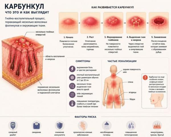 Карбункул - симптомы и внешний вид